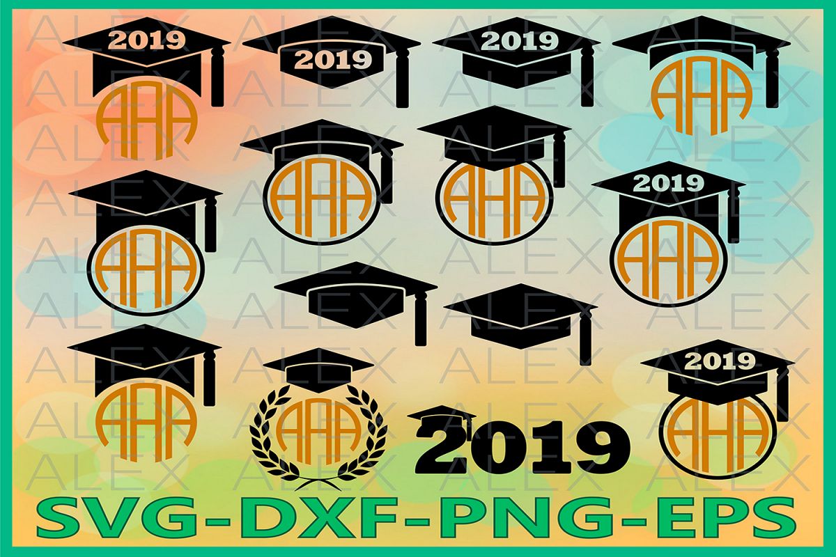 Graduation SVG, Graduation Hat, Graduation Caps monogram example image 1