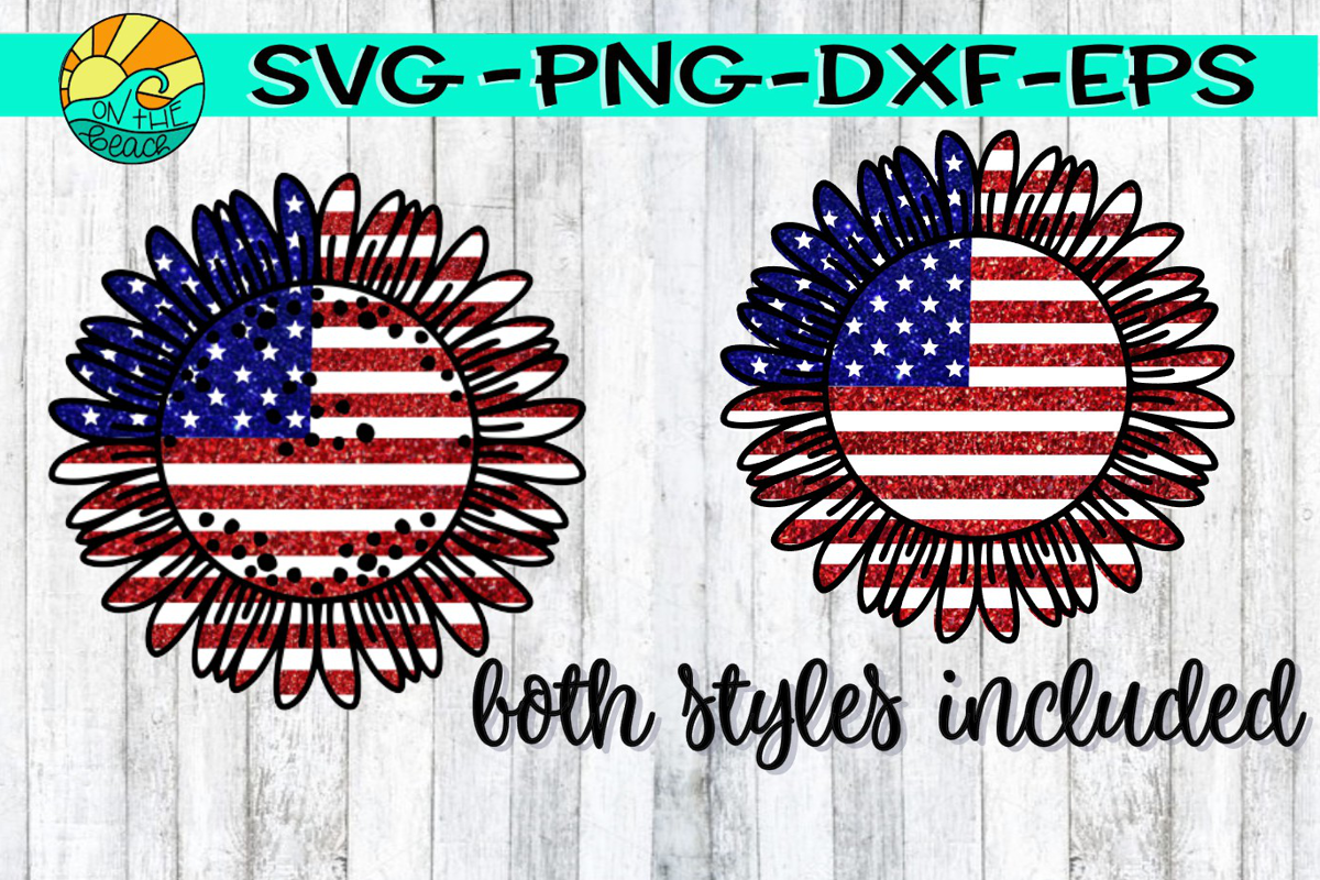 Sunflower - Flag- Red White Blue - SVG PNG EPS DXF
