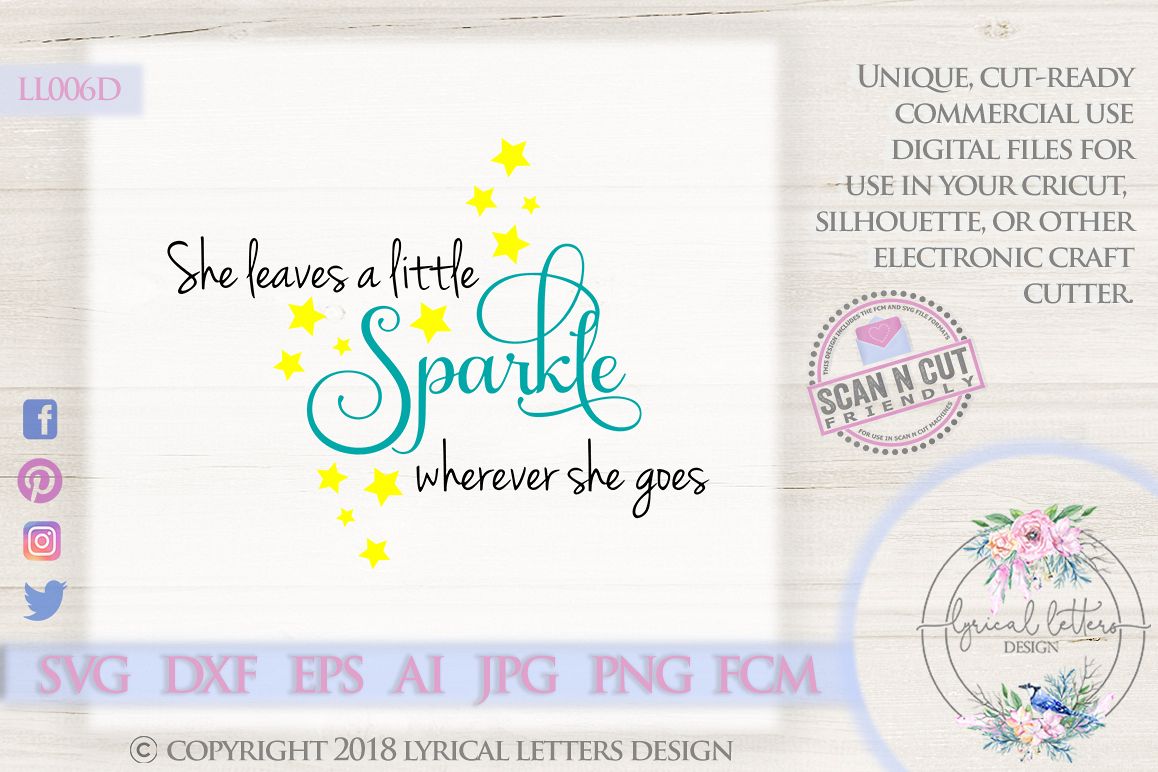 She Leaves a Little Sparkle SVG DXF Cut File LL006D example image 1