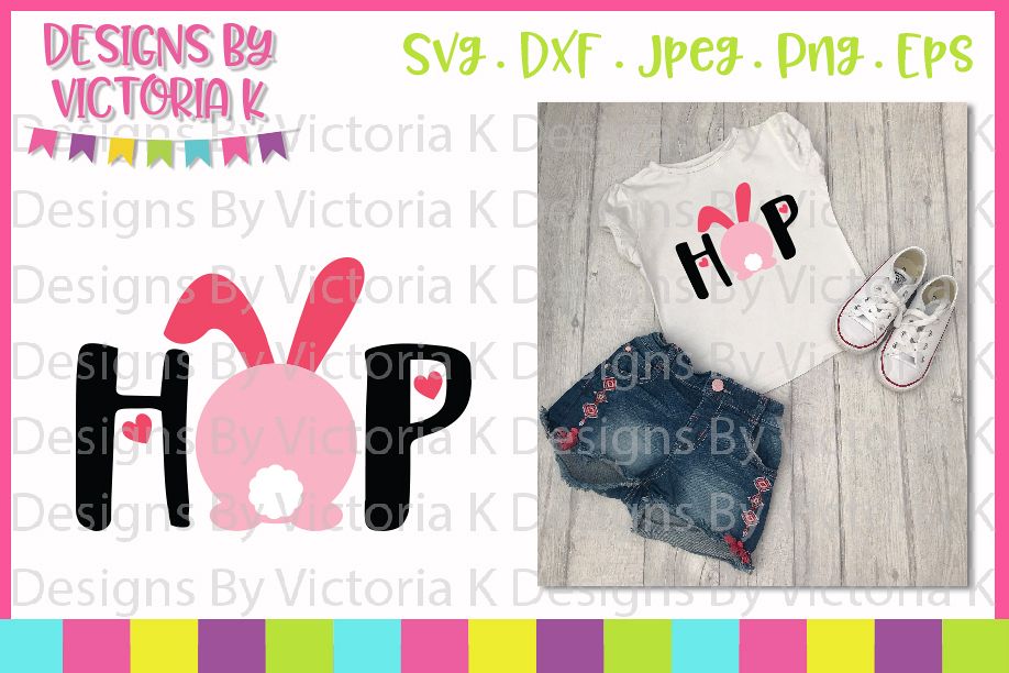 Easter, Hop, Bunny, SVG, DXF, PNG example image 1