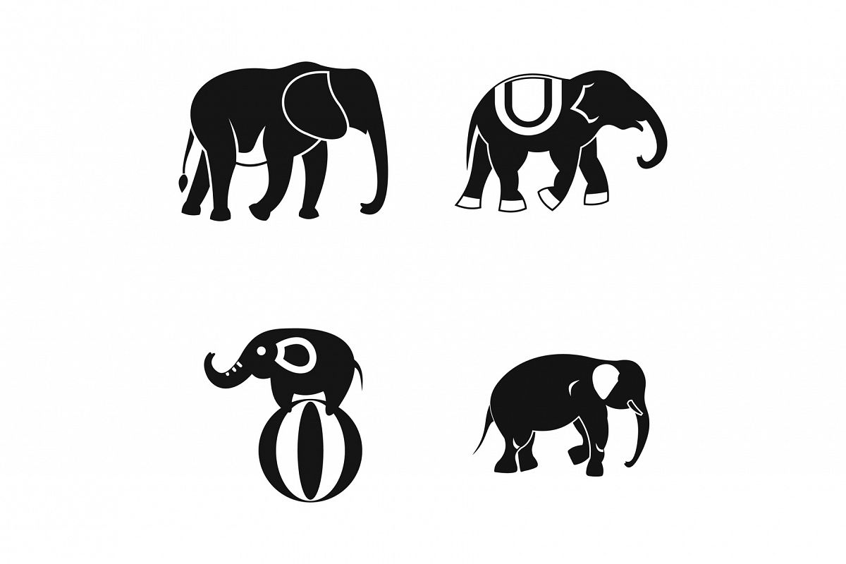 Elephant icon set, simple style example image 1
