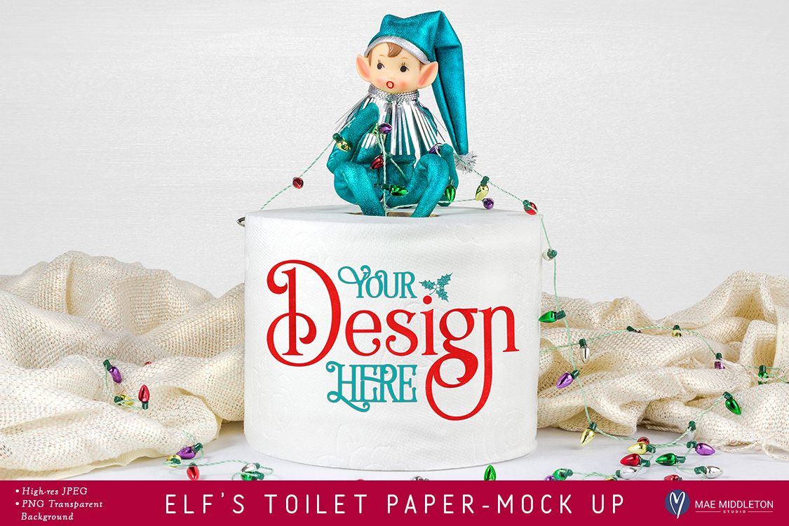 Elf's Toilet Paper Roll Mock up for Christmas example image 1