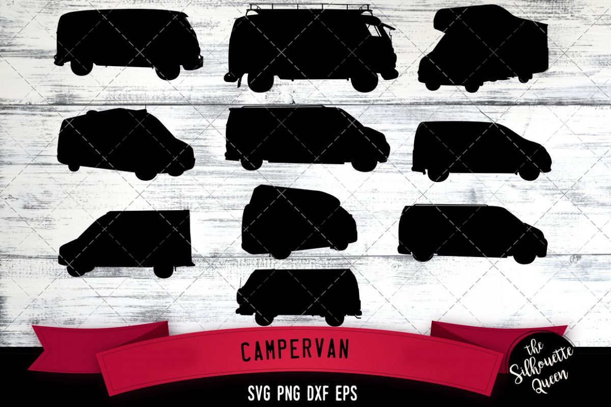 Campervan svg file, svg cut file, silhouette studio, example image 1