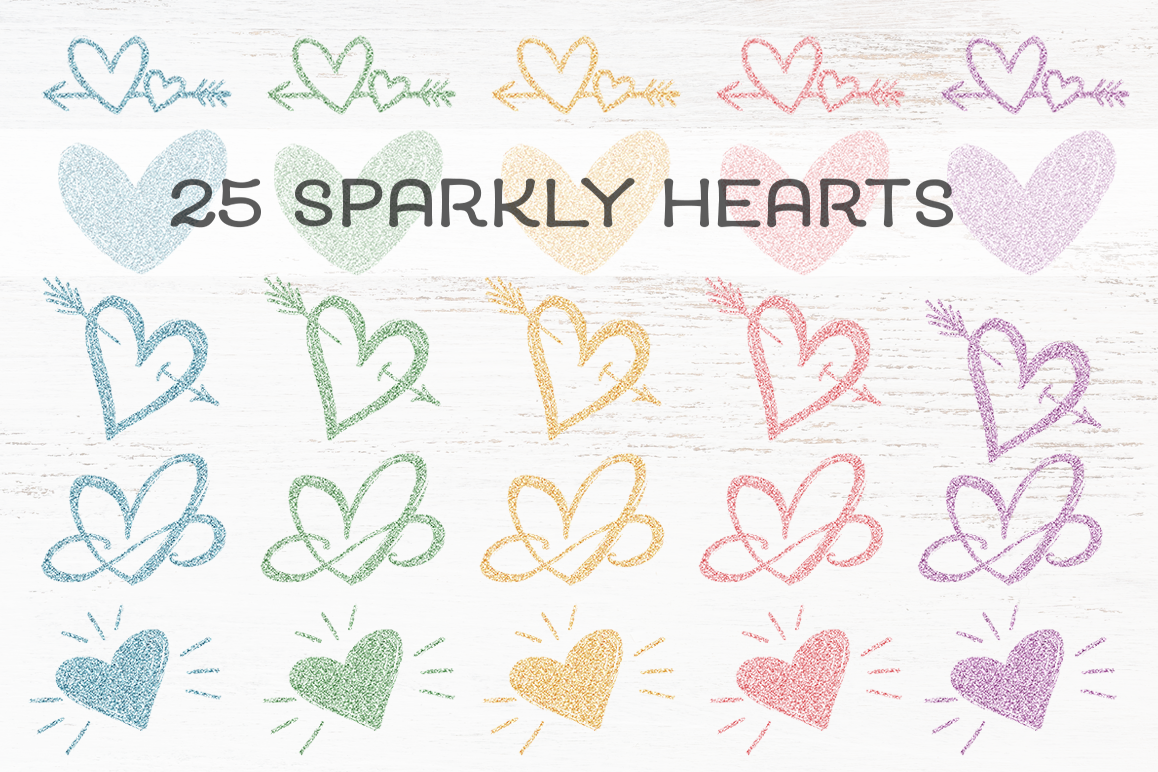 25 Sparkly Rainbow Pastel Hearts example image 1