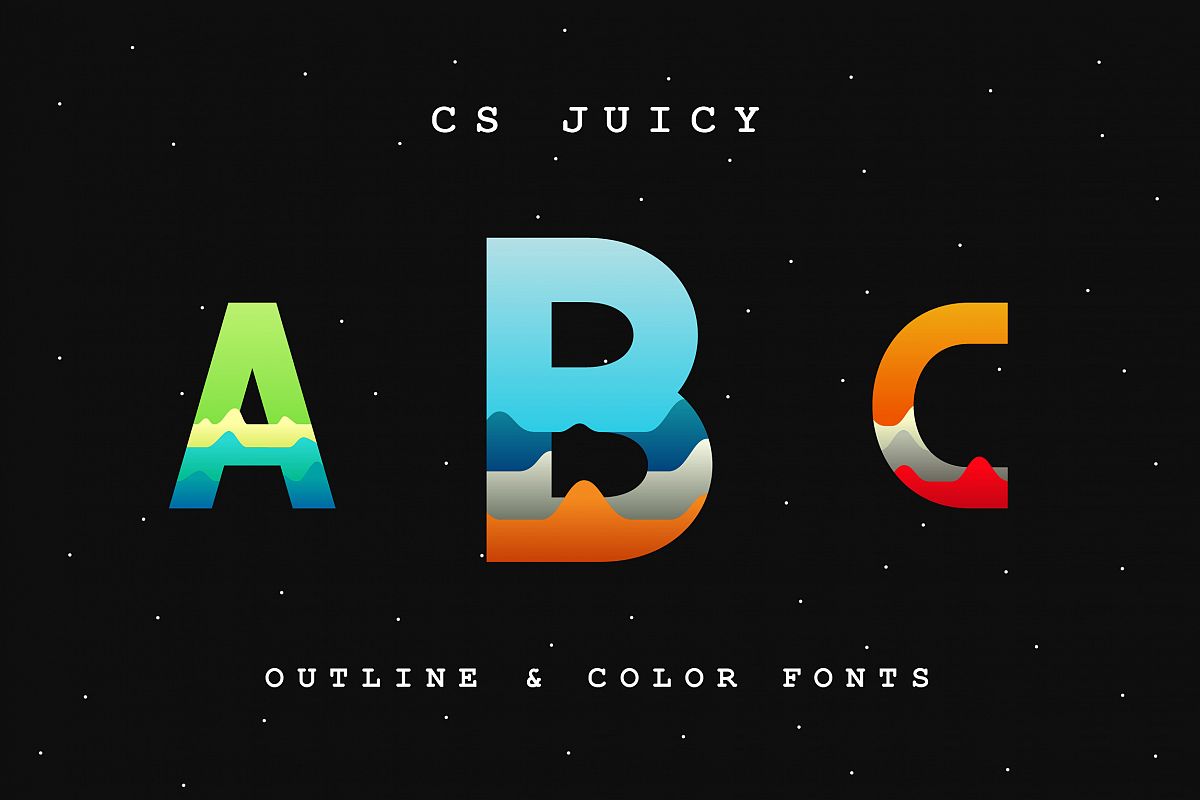 CS Juicy (Color Font & Outline) example image 1