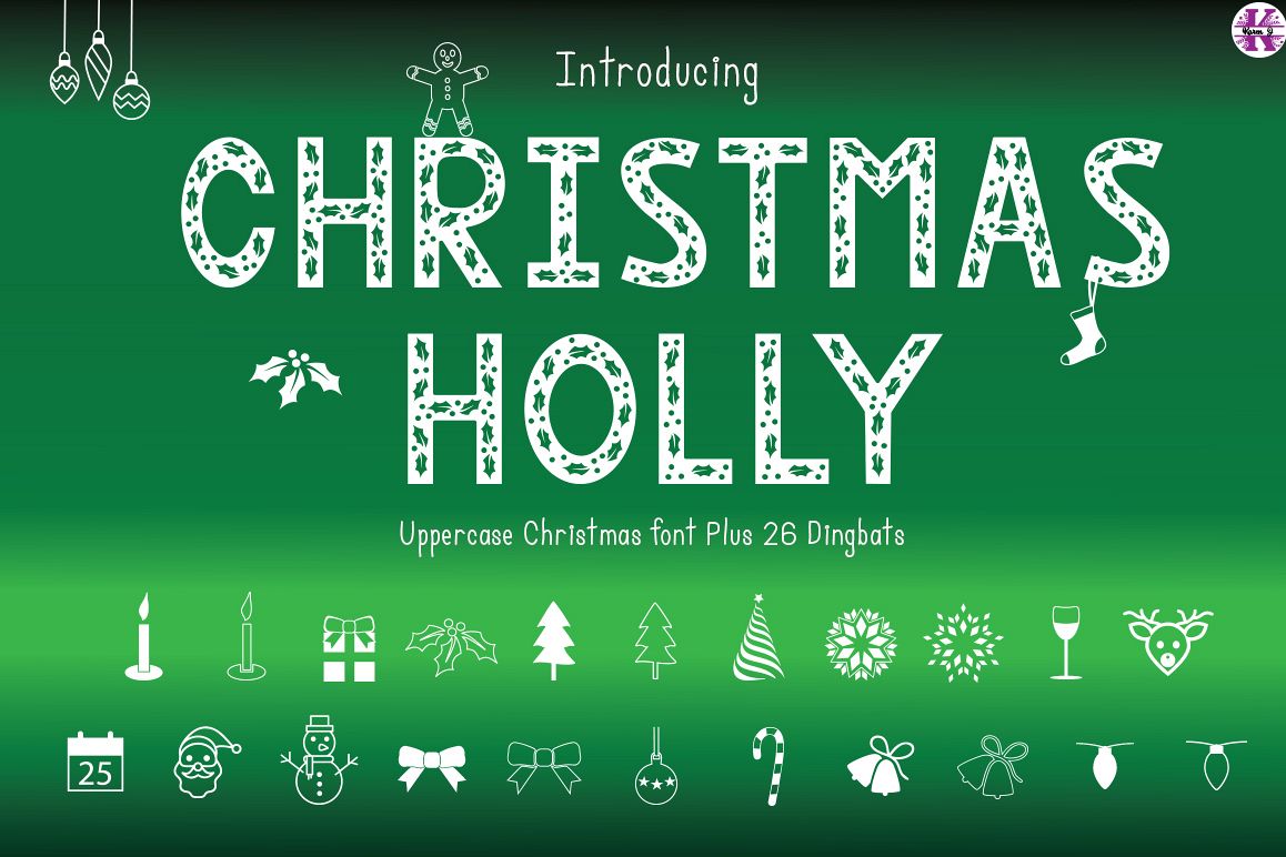 Christmas Holly - Font & Dingbats example image 1