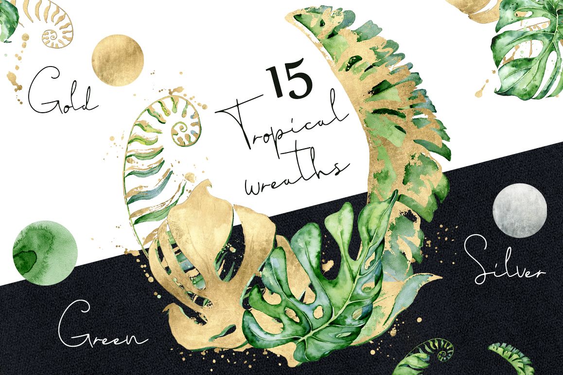15 Tropical wreaths watercolor example image 1