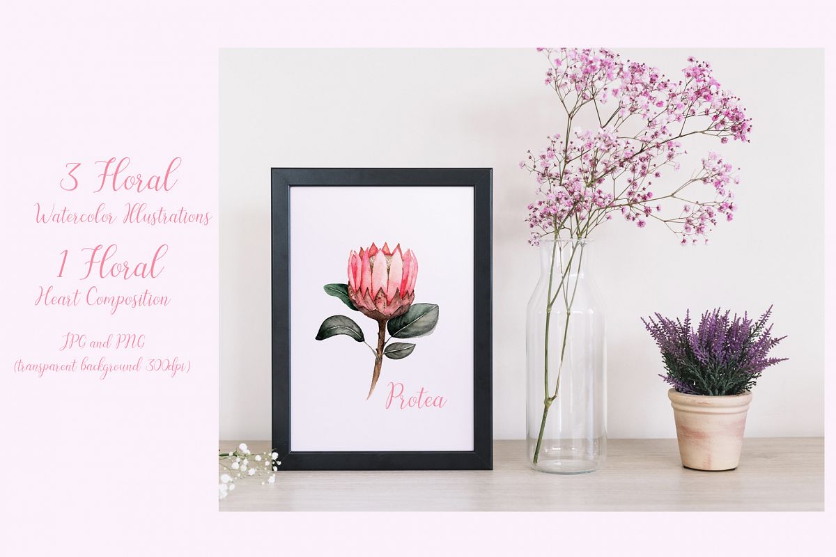 Watercolor floral illustrations example image 1