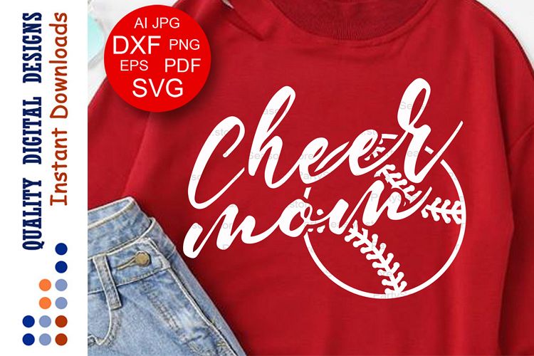 Baseball Cheer mom svg file saying Sports shirt example image 1