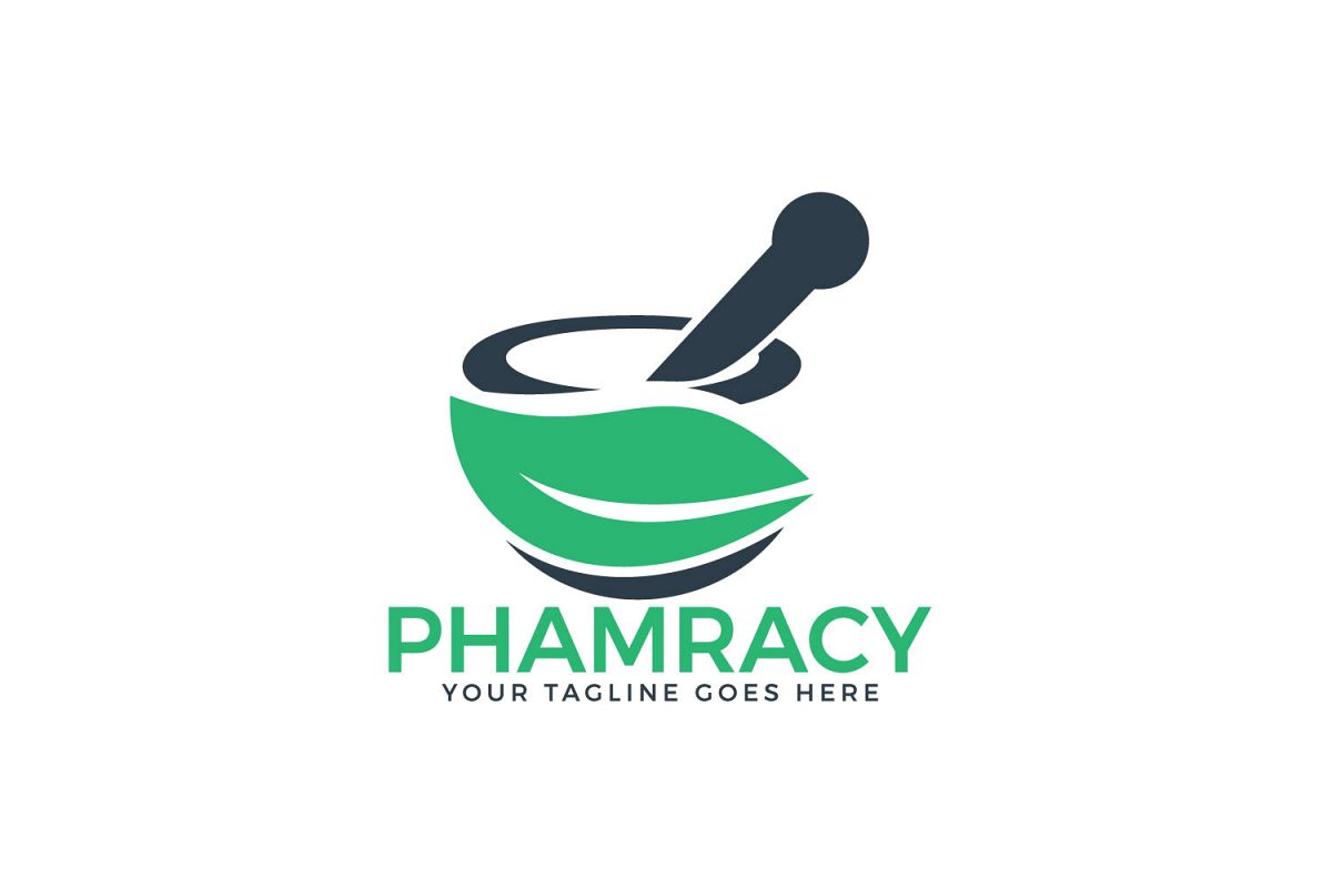 Pharmacy medical logo. Natural mortar and pestle logo. example image 1