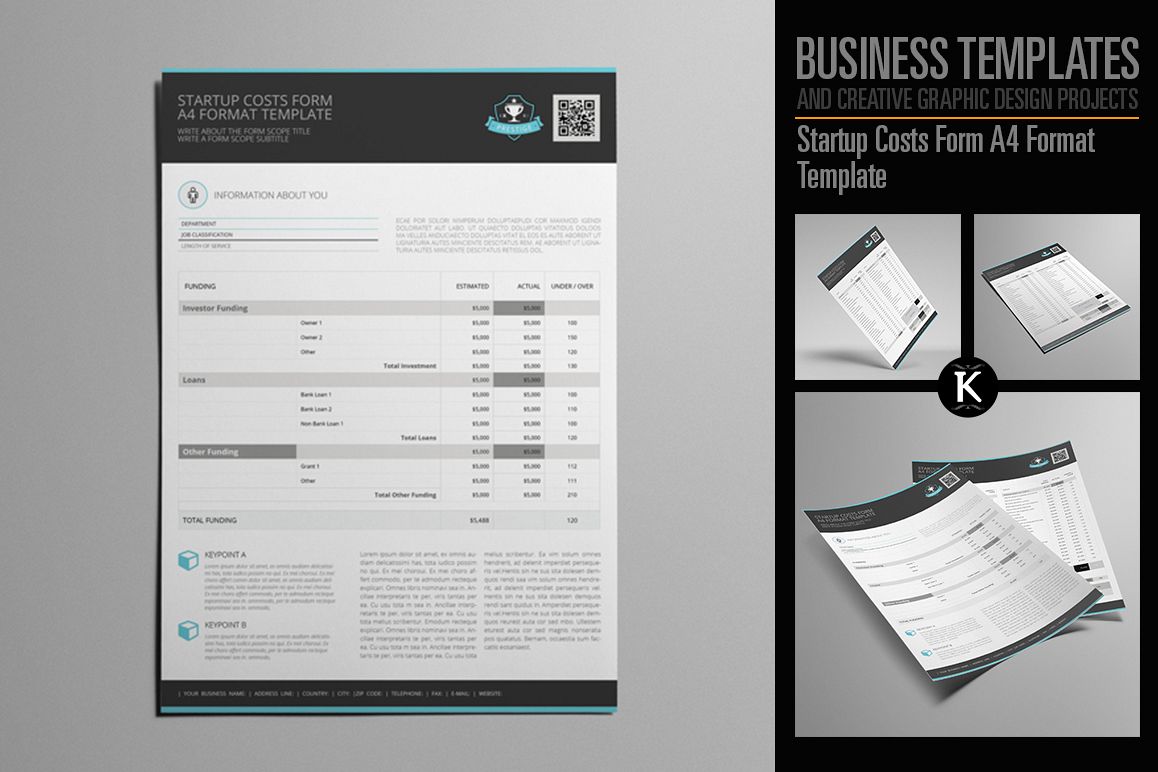 Startup Costs Form A4 Format Template example image 1