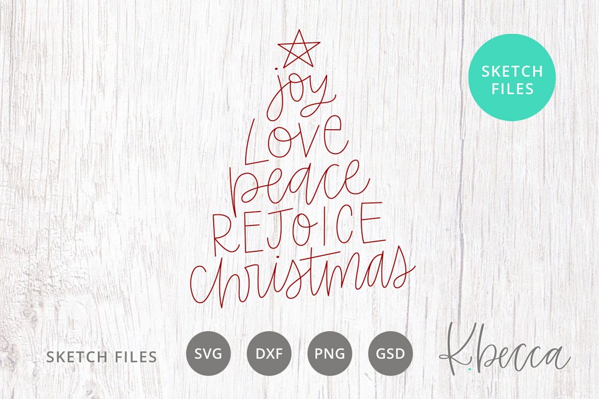 Download Foil Quill Sketch Joy Love Peace Christmas Tree Svg