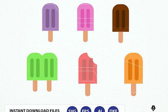 Colorful Popsicles Vector Clipart. Popsicles Svg. Popsicle Print and Cut Files example image 1