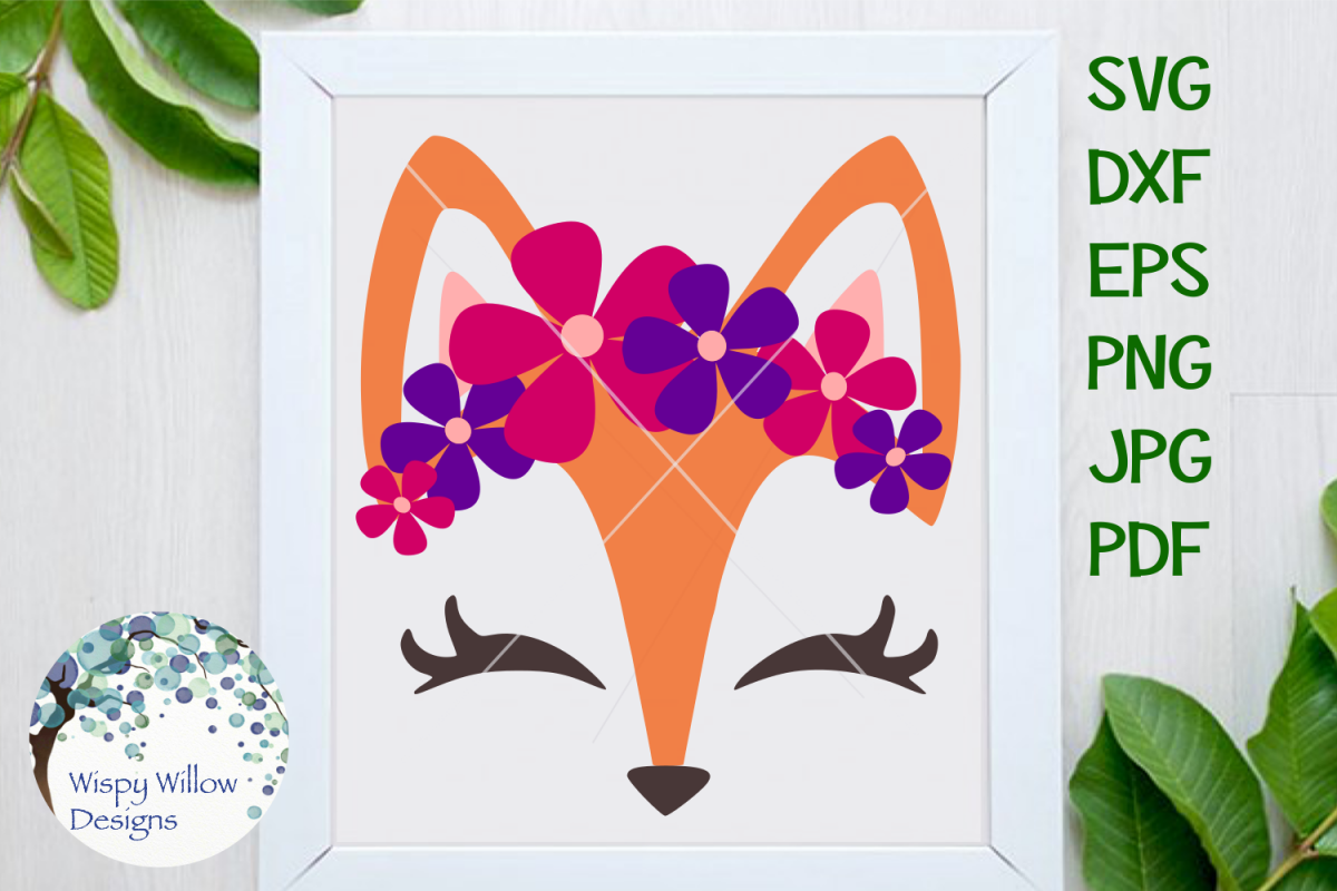 Download Girl Fox with Flower Headband SVG Cut File