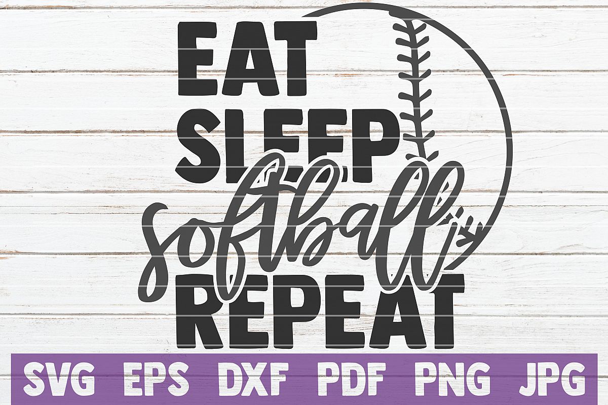 Eat Sleep Softball Repeat SVG Cut File| commercial use example image 1