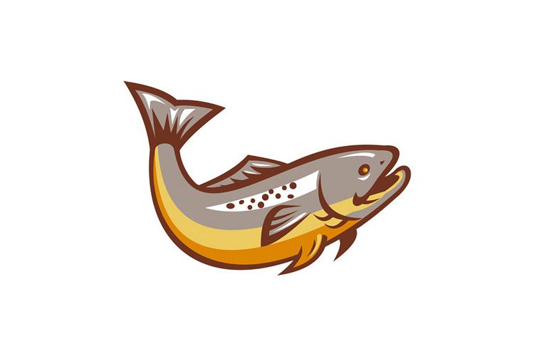 Trout Fish Jumping Retro example image 1