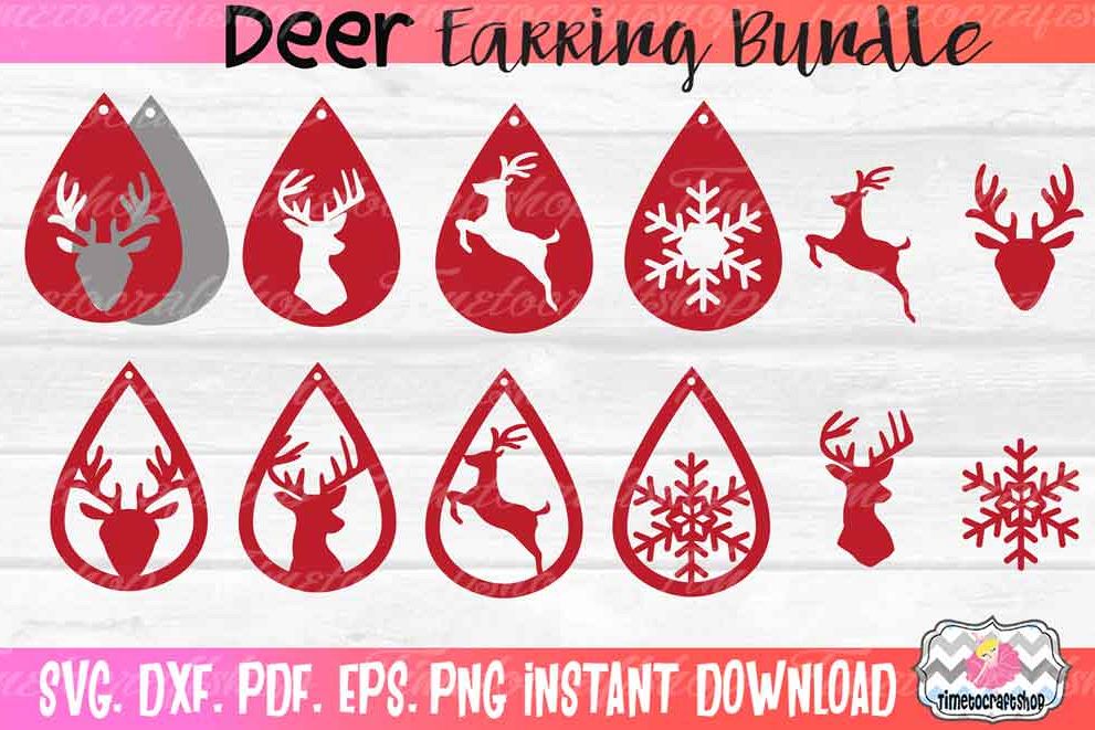 Deer Earring Template Bundle, Faux leather Earring example image 1