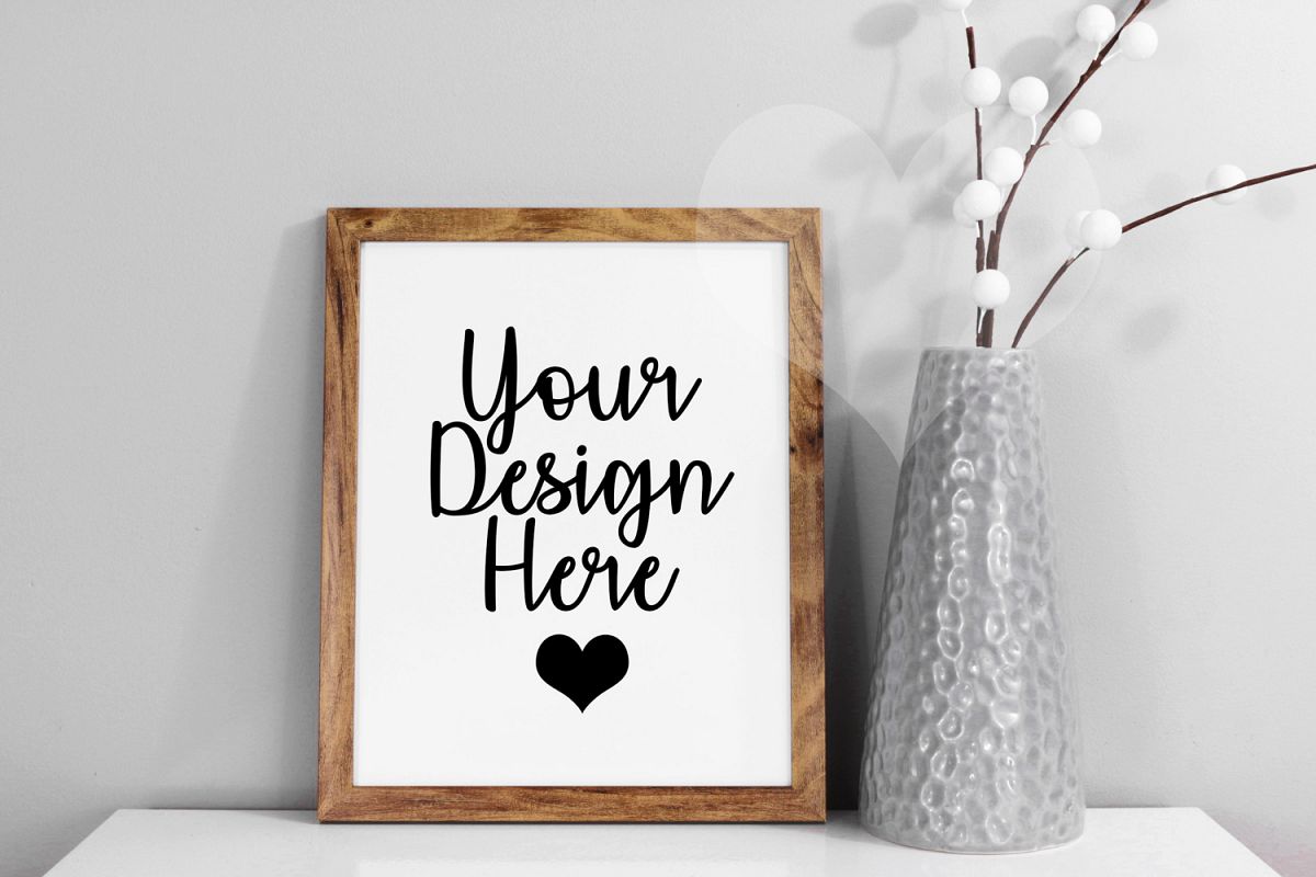 Styled Frame Mockup, Dark Oak Frame Mockup, Stock Photo example image 1