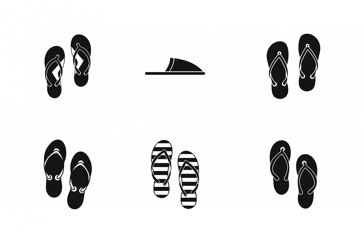Slippers icon set, simple style example image 1