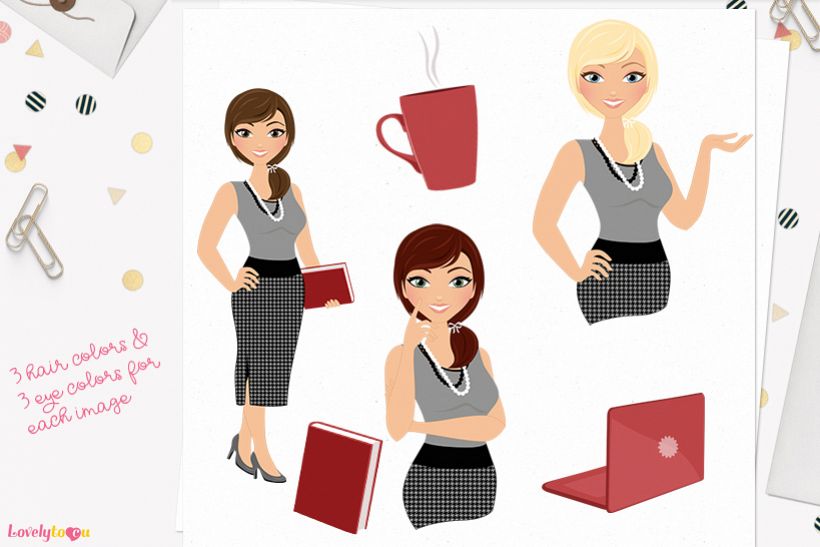 Woman business character clip art L103 Georgia example image 1