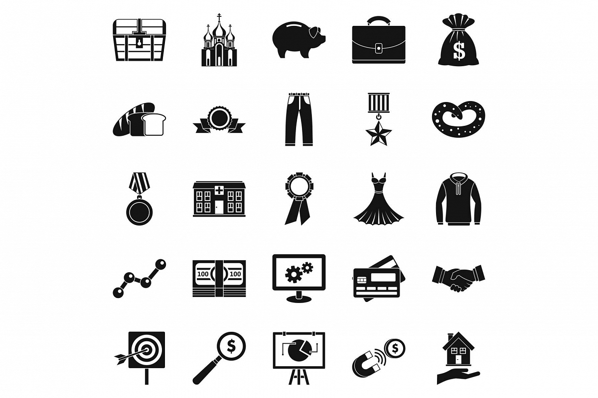 Beneficence icons set, simple style example image 1