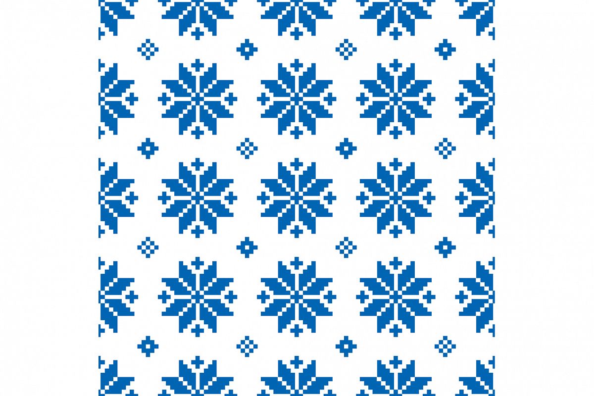 Seamless vector background with Norwegian snowflakes. Print. Cloth design, wallpaper. example image 1