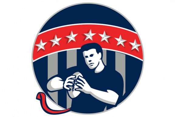 Flag Football QB Player Running Circle Retro example image 1