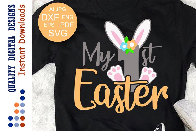 Easter Bunny Svg Cut File My First Easter Girl example image 1