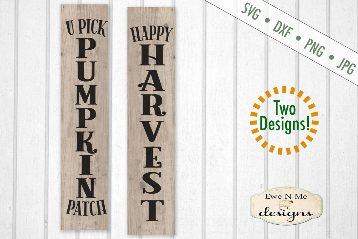 Pumpkin Patch - Happy Harvest - Vertical Porch Sign SVG Cut example image 1