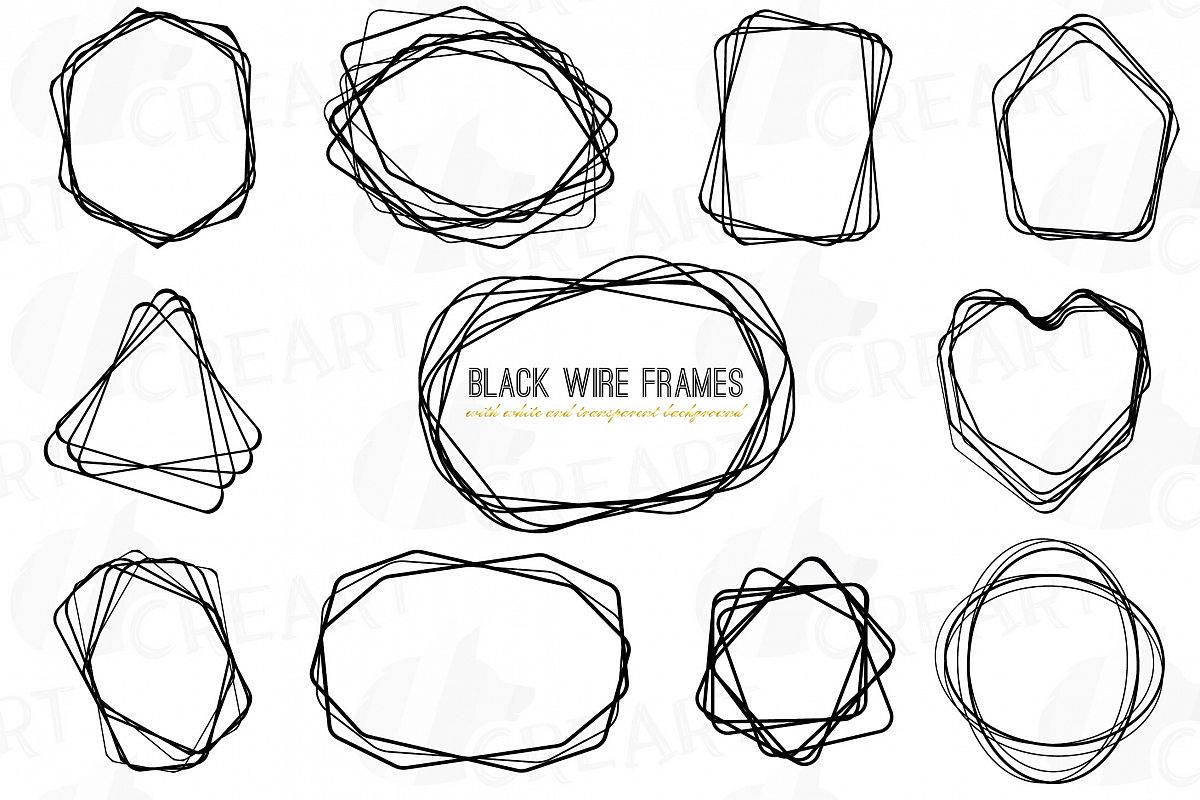 Black Wire Frames Lineal Clip Art Wedding Invite Black Wire Frames Lineal Clip Art Wedding Invite Example Image 1