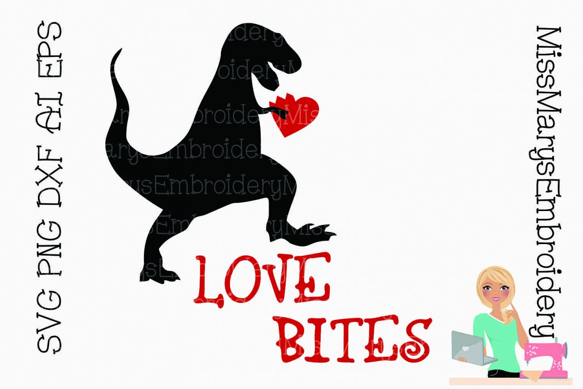 Download Love Bites T-Rex SVG Cutting File PNG DXF AI EPS