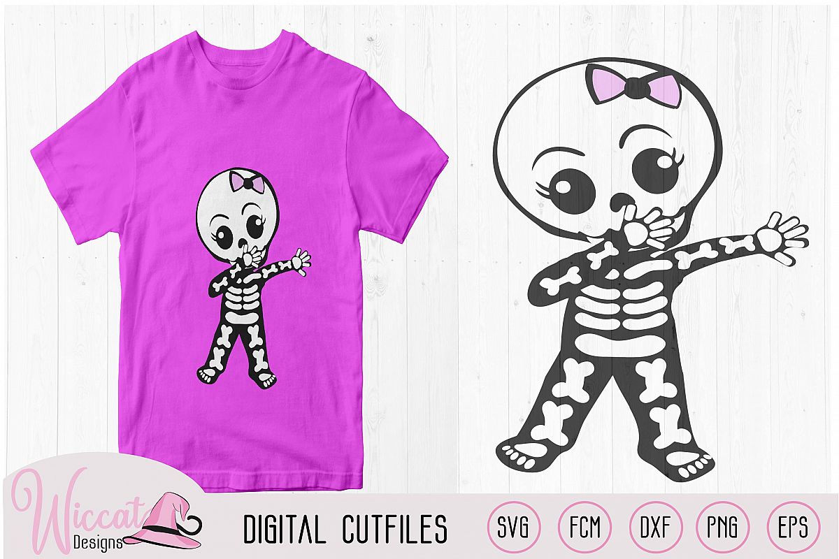 Cute dabbing skeleton, boy skeleton, girl skeleton, example image 1