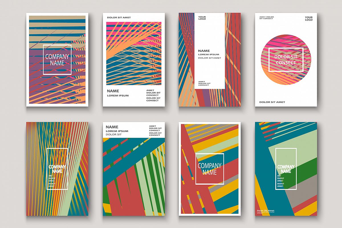 Modern cover design. Abstract retro 90s style texture stripe example image 1