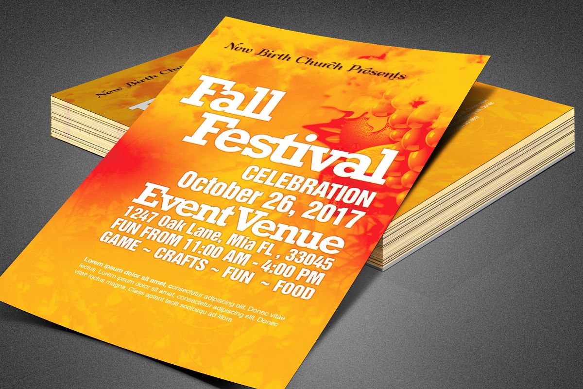 Fall Festival Church Flyer Template example image 1