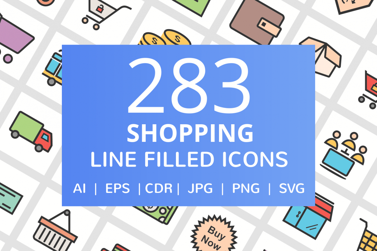 283 Shopping Filled Line Icons example image 1