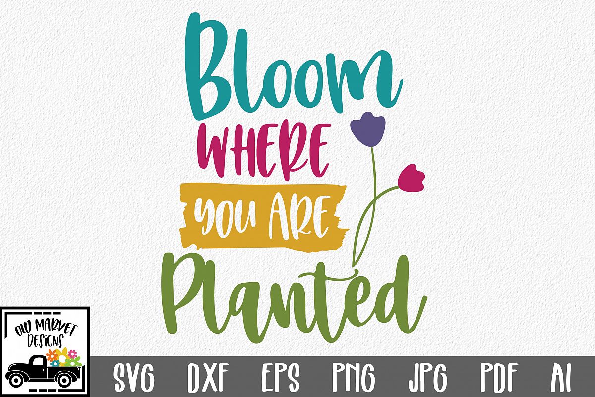 Bloom Where You Are Planted SVG Cut File - Spring SVG DXF example image 1