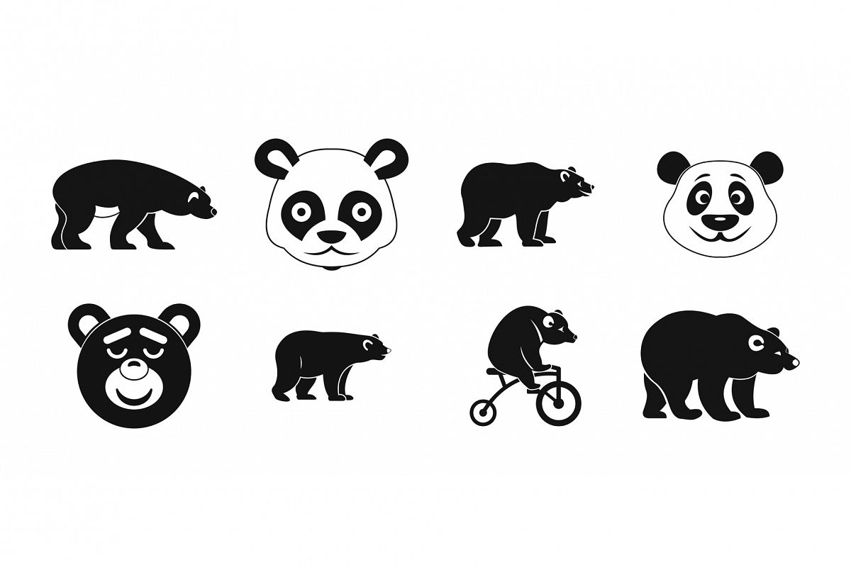 Bear icon set, simple style example image 1