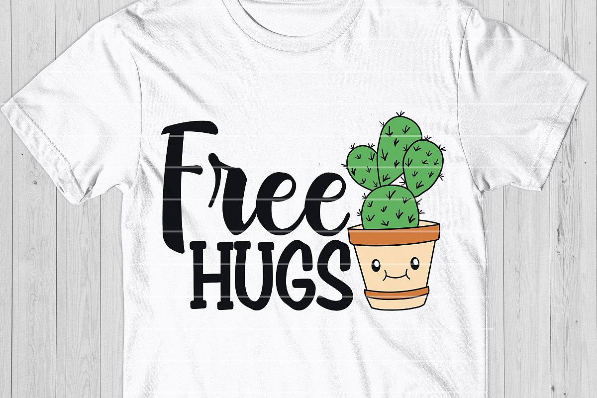Free Hugs Cactus SVG Cut File example image 1