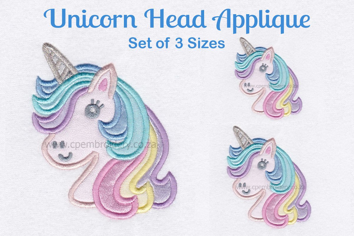 Download Unicorn Head Applique Machine Embroidery Design