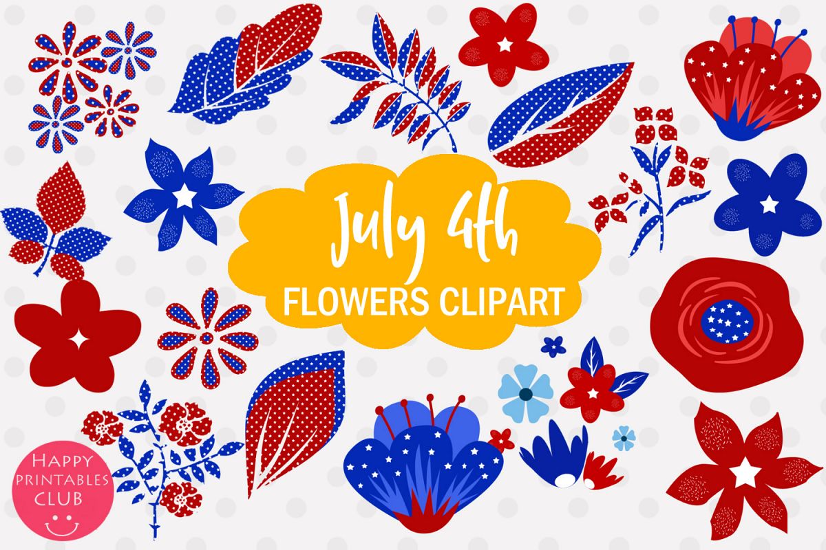 4th July Flowers Clipart- July 4 Flowers Graphics Clipart example image 1