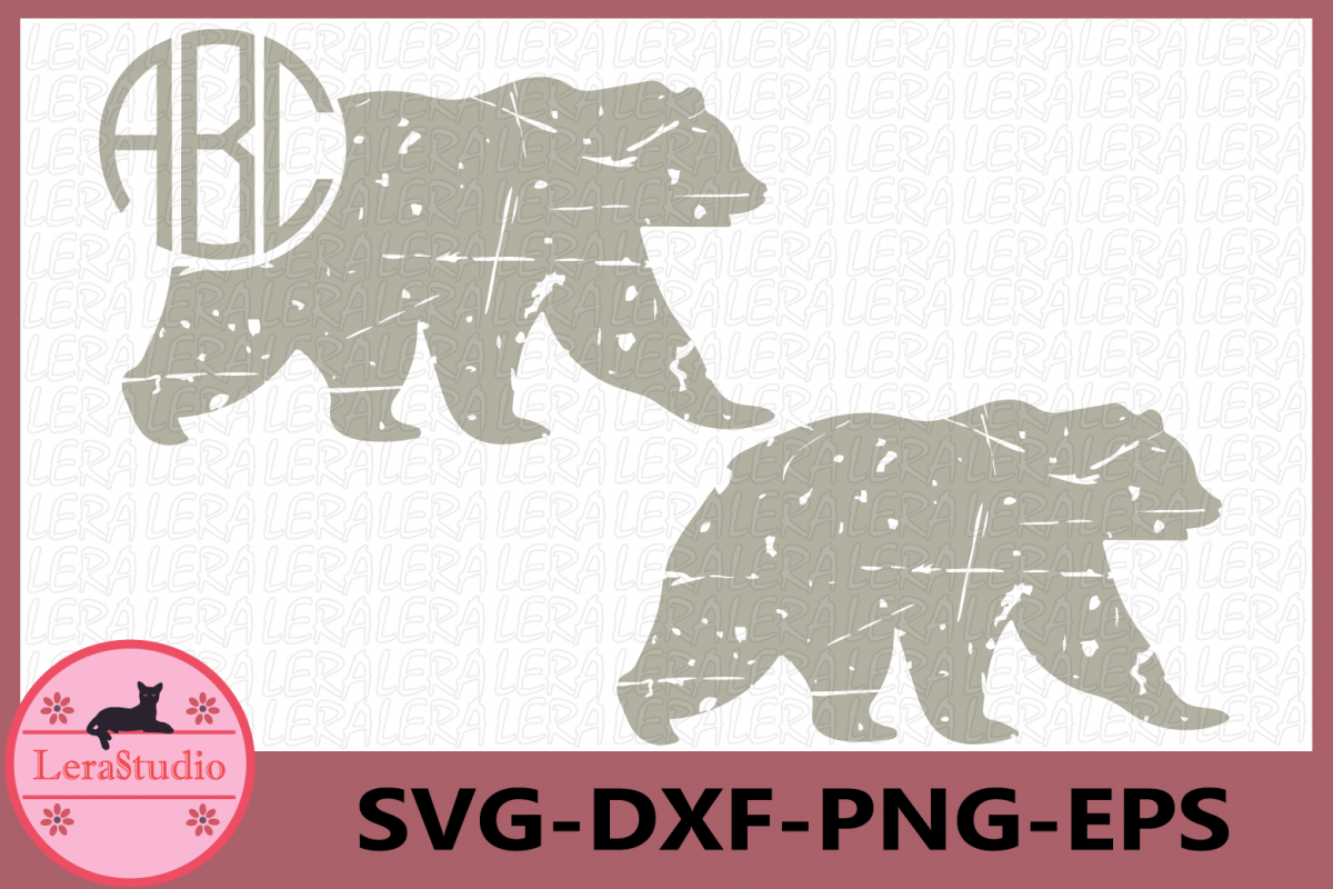 Bear Svg, Bear Grunge Svg, Bear Silhouette svg, Bear digital example image 1