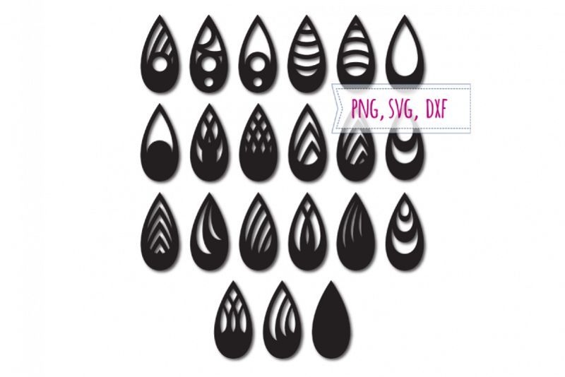 Earrings svg 21 items. Tear drop earrings. Pendant example image 1