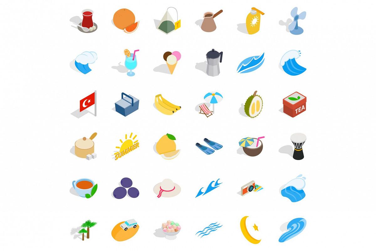 Turkey fruit icons set, isometric style example image 1