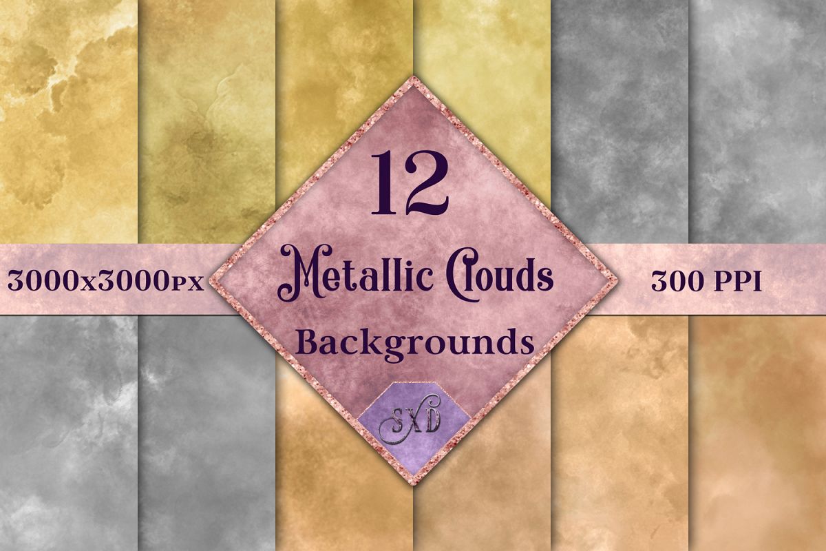Metallic Clouds Backgrounds - 12 Image Set example image 1