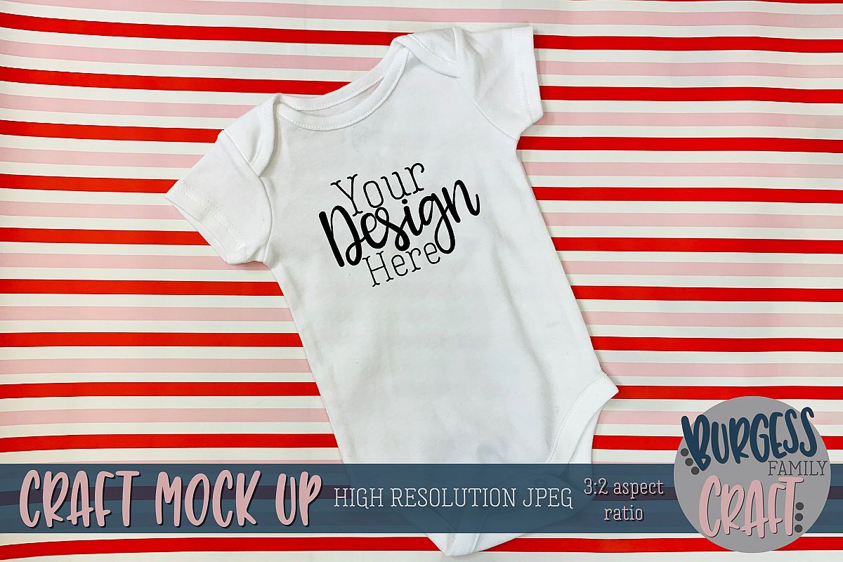 Valentine baby bodysuit on stripes Craft mock up example image 1