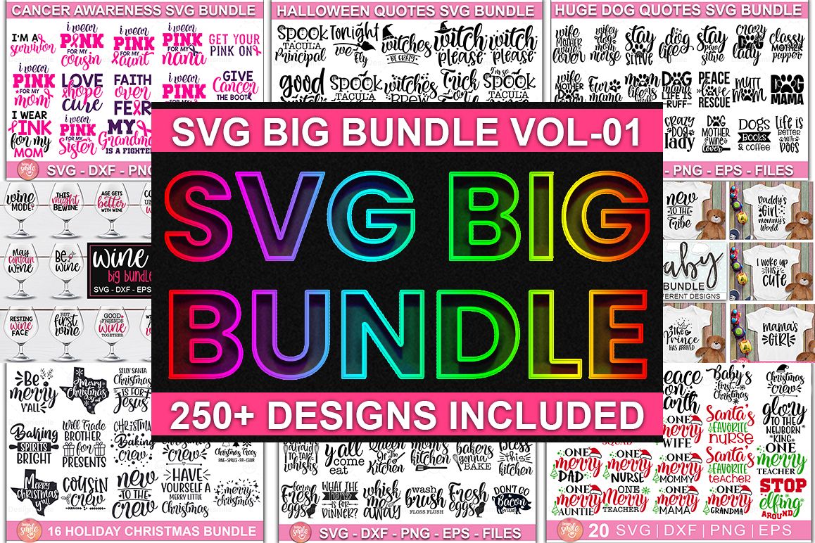 Mega SVG Cut File Bundle | Over 250 Cut File for Cricut example image 1