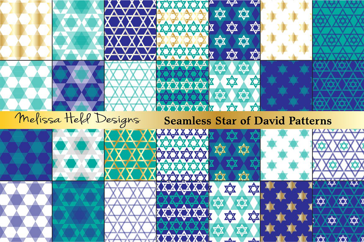 Star of David Seamless Patterns example image 1
