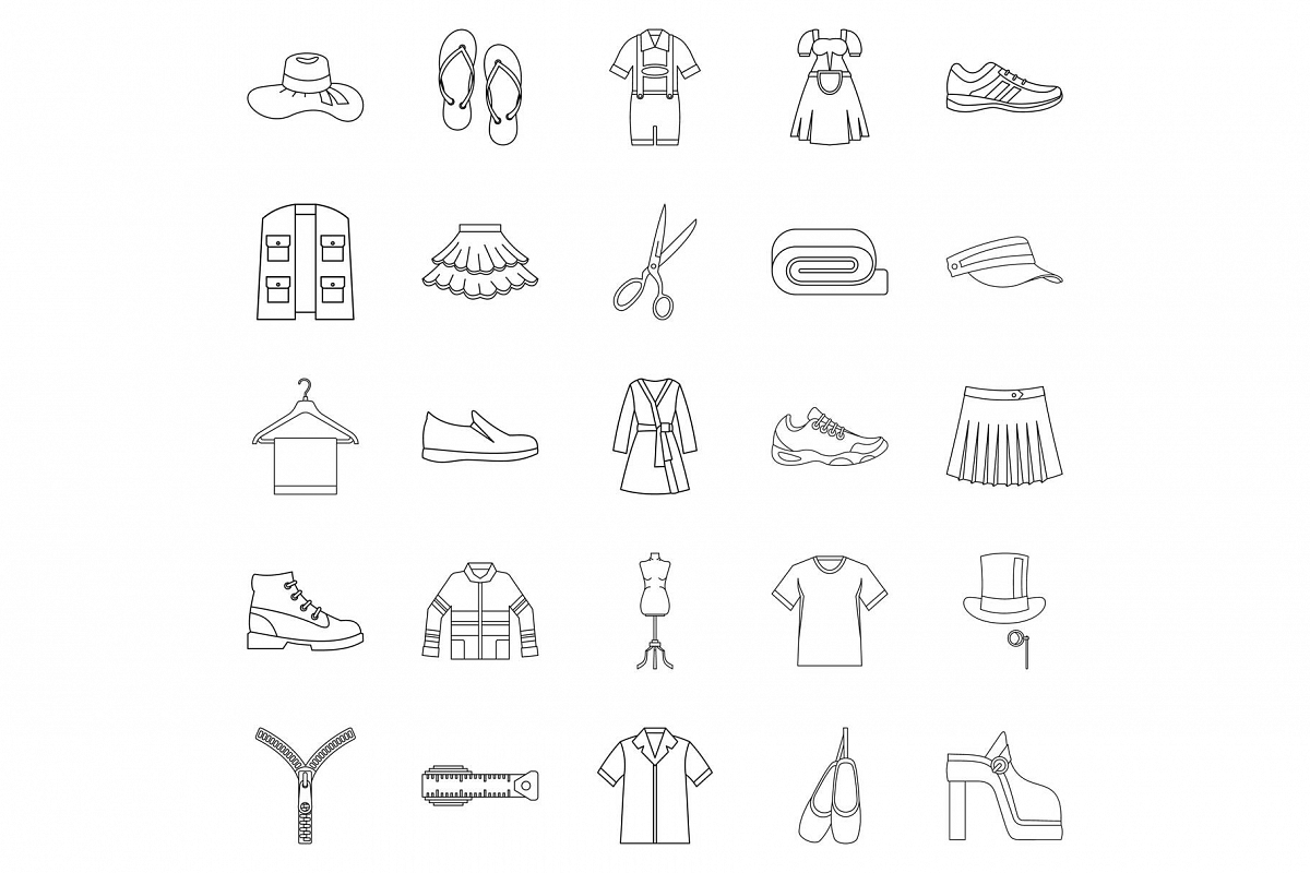 Stitching icons set, outline style example image 1