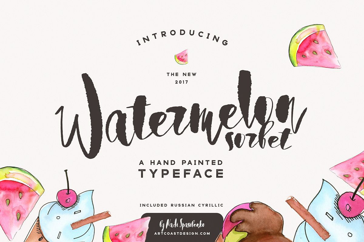 Watermelon Sorbet Brush Script example image 1