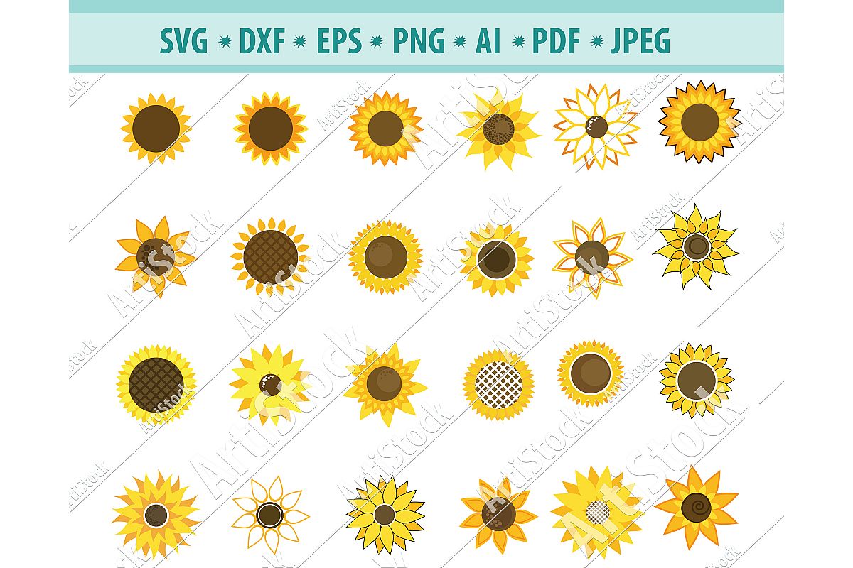 Sunflower svg, Sunflower clipart, Sun frame Dxf, Png, Eps